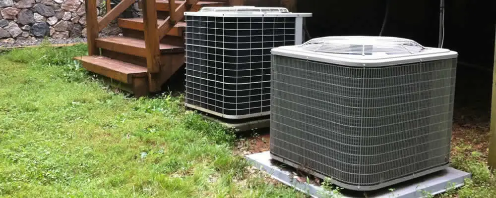 Heat pump installation and service units outside a home in Kansas City, KS